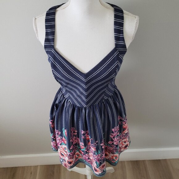 Trixxi Mixed print Fit &Flare Sun Dress Blue Size 7 - Picture 3 of 13